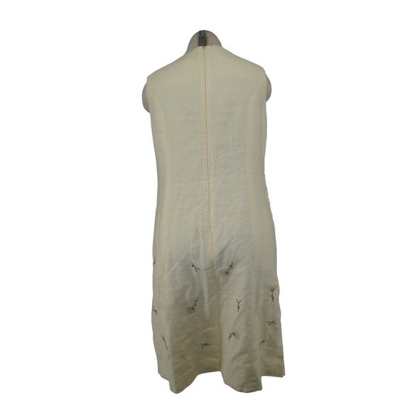 Bagatelle 100% Linen Cream Floral Embroidered Shift Dress (Size 8) - Picture 7 of 11